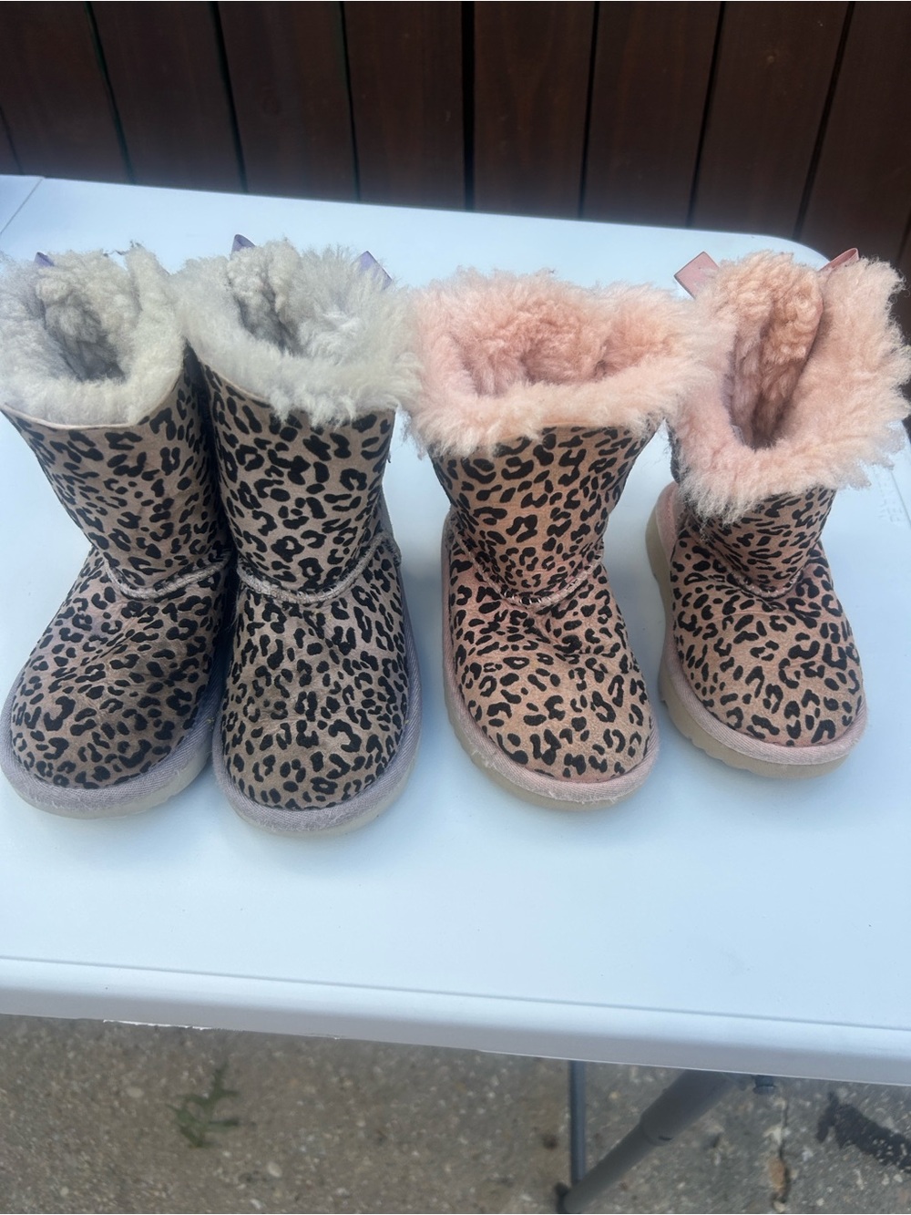 UGG Kids Leopard Print Faux Fur Boots - Tan/Black